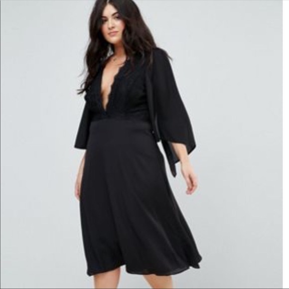 ASOS Curve Dresses & Skirts - ASOS Black Lace Detailed Skater Dress
